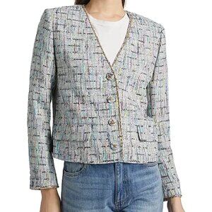 NWT$798 Kobi Halperin Lily Metallic-Trim Tweed Crop Jacket Blazer XS